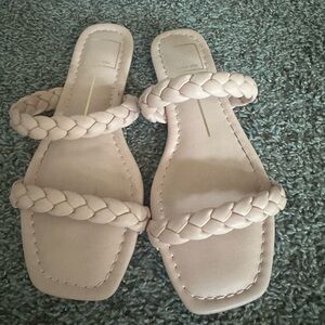 Braided Strap Beige Sandals